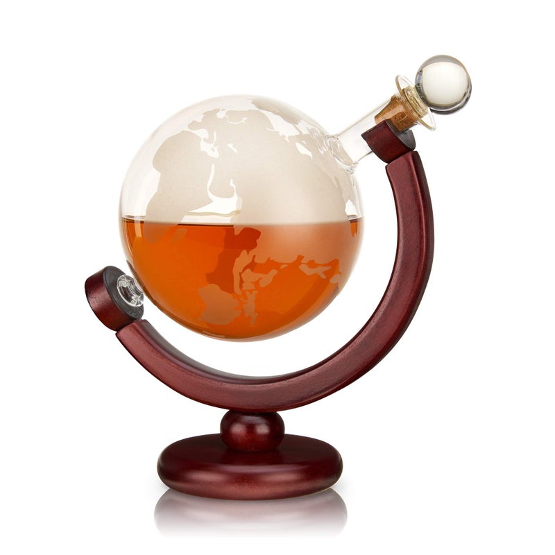 Viski Globe Whiskey Decanter with Wooden Stand and Cork Stopper, Stylish Liquor Decanter for Bourbon, Scotch, Spirits, Wedding Gifts, Man Cave Essentials, Home Bar, 32 oz (946 ml) - Image 5